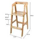 PandaEar Wooden High Chair for Toddlers, Adjustable Child Highchair Feeding Chair with Removable Cushion & Steps for Kids Dining, Eating, Studyin (Natural)