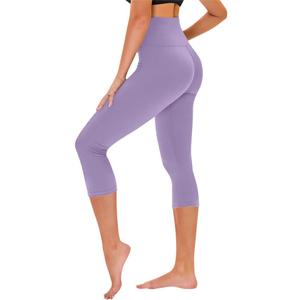 TNNZEET Capri Leggings for Women - Yoga Pants Tummy Control Black Leggings with Pockets High Waisted Workout Cycling Leggings (Small-Medium, A-light Purple)