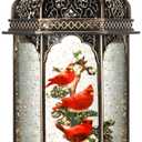 Cardinal Snow Globe Christmas Lantern Decorations With Timer & Music, USB & Battery Powered Birdcage Decor - 12.5 Inch