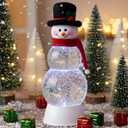 13" Fabric Head Snowman Snow Globe - Soft Touch Christmas Decor with 8 Musical Songs, Auto Timer, Dual Power, Warm Gift for Cozy Home Holiday ambiance