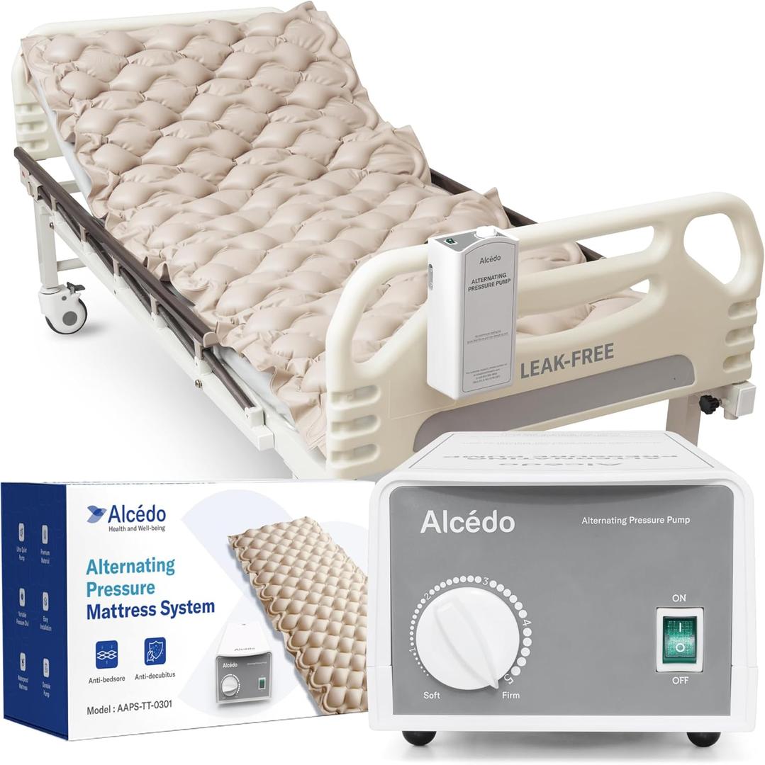 Alcedo Alternating Air Pressure Mattress Pad for Bed Sore and Ulcer Prevention, Hospital & Home Use Medical Mattress Topper for Bedridden Patient, Adjustable Ultra Quiet Pump and Waterproof Cushion