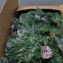 9Ft Pre-Lit Christmas Garland, Plug in, Green, 50 White Lights, Fireplace Stairs Mantle Door Indoor Outdoor, Decorated Pine Cone and Snow Style