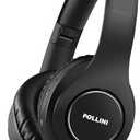 pollini Bluetooth Headphones Wireless, 40H Playtime Foldable Over Ear Headphones with Microphone, Deep Bass Stereo Headset with Soft Memory-Protein Earmuffs for Phone/PC (Black)