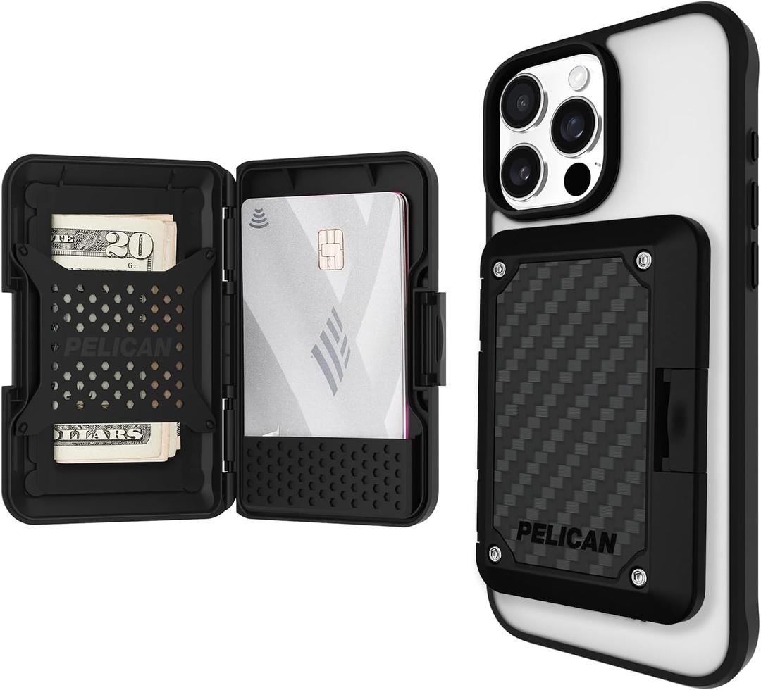 Pelican iPhone MagSafe Wallet with RFID Blocking - Military STD Snap-On Magnetic Phone Wallet for Cash and Phone Card Holder - Detachable Card Holder for iPhone Pro Max 17/16/15/14/13/Pixel 10 - Black