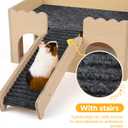 Wooden Guinea Pig Hideout Castle with Stairs,Small Animal Bed Hut Habitats Spacious 2-Level Detachable Small Pet House for Rabbits, Hamsters & Chinchillas Bunny (Grey)
