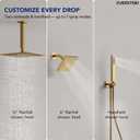 Ceiling Mount 12" High-Pressure Rainfall Shower Faucet, Dual Rainfall Shower Head System with Valve (Brushed Gold)