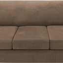 H.VERSAILTEX Sofa Cover 4 Piece T Cushion Sofa Slipcovers Thick Velvet Couch Cover Stretch T Cushion Sofa Covers for 3 Cushion Couch with 3 Individual T Cushion Covers, Mocha
