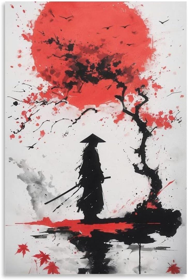 JHXNJDPOST Vintage Samurai Poster Black And White Canvas Wall Art Aesthetic Decorative Painting Living Room Restaurants, Pool Halls And Hotelsstyle-4 16x24inch(40x60cm)