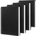 Lined Spiral Notebook B5 Black Journal 7.48'' X 10.18''-4 Pack 7mm College Ruled Hardcover Notebooks 160 Pages 100GSM Thick Paper for Note Taking School Office Supplies
