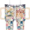 Sewing Gifts for Women, Quilt, Quilting Lovers, Tailors, Crafters - 40oz Tumbler with Handle Sewing Themed - Mother’s Day Gift for Sewists Birthday Gifts Idea for Quilters, Teacher