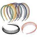 3 Pack Headbands with teeth, Blue+Pink+Cream