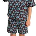 Boys Shirt Shorts Sets Toddler Summer Outfits Hawaiian Beach Vacation Clothes, Size 9-10Y