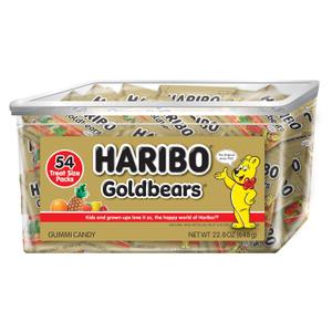 HARIBO Goldbears, Gummi Candy, 22.8 oz Tub (54 Packs) Assorted Flavors