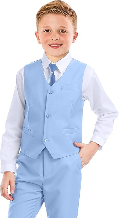 Boys’ Formal Suit 5 Piece Set, Toddler Tuxedos for Wedding, Suits for Teens Boy Dress School Clothes 6Y