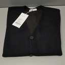 New Sweater V-Neck Solid Color Cardigan Sweater Men's Lazy Style Jacket Clip (Black, L)