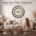 Pytha Sight 24 Inch Large Wall Clocks for Living Room, Farmhouse Roman Numeral Metal Wall Clock, Silent Non-Ticking Oversized Decorative Wall Clock for Fireplace, Dining Room, Office Decor