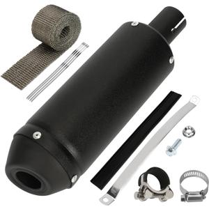 1.1'' 28mm Exhaust Muffler Pipe Kit Compatible with 125cc 110cc 90cc 50cc Dirt Bike CRF50 SSR Tao tao Coolster Apollo, Universal Motorcycle Slip on Muffler for ATV Mini Bike Quad 4 Wheeler (Black)