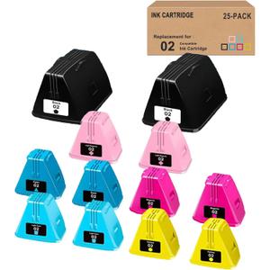 02 Remanufactured Ink Cartridge Replacement for HP 02 to use for HP PhotoSmart C6280 C7280 8250 D7460 C8180 C6250 Printer (2BK/2C/2M/2Y/2LC/2LM, 12-Pack)