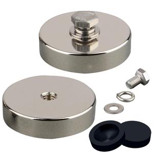 MUTUACTOR 185lbs Neodymium Pot Magnets,Anti-Broken 1/4-20 Female Threaded Mounting Magnets Heavy Duty,2PCS Strong Rare Earth Magnet for LED Lights Solar Panels Camera Mount and Electronic Equipment