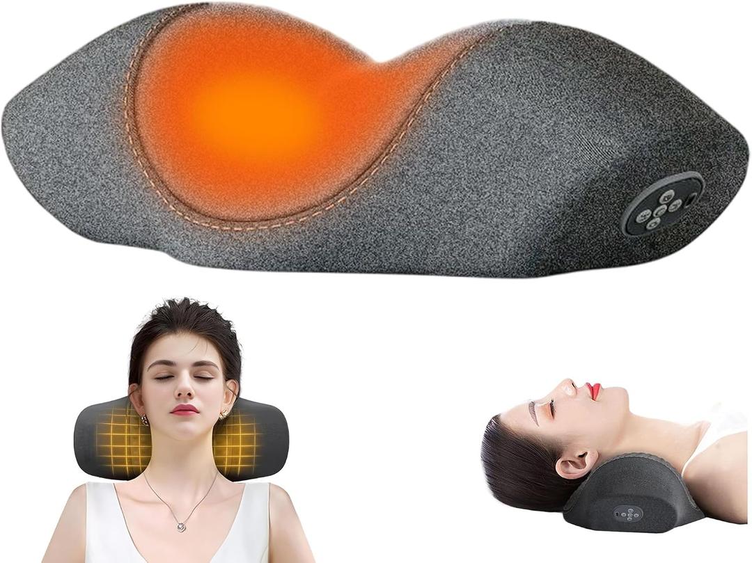THOUSAND SUNNY Rechargeable Neck Massager Pillow with Heat and Vibration for Neck and Shoulder Pain Relief from Long Study Work