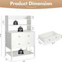 24 Inch Wide Night Stand, Large Wooden Night Stand with 2 Adjustable Drawes, Tall Nightstand with 4-Tier Shelves and Charging Station, Bedside Table for Living Room/Bedroom/Office, White.