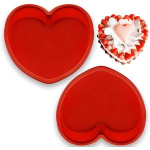 4 x Silicone Heart Shaped Cake Pans, Nonstick Heart Cake Mold, Heart Shaped Baking Pans for Cakes and Brownies, Easy Clean, Freezer, Microwave and Oven Safe (Z-A)