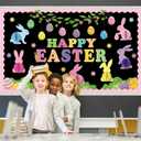 Pajean Happy Easter Bulletin Board Set 3D Honeycomb Classroom Decoration Easter Bunny Egg Cutouts Spring Bulletin Board Classroom DIY Craft Kit for Party School Chalkboard Home Door Wall Window
