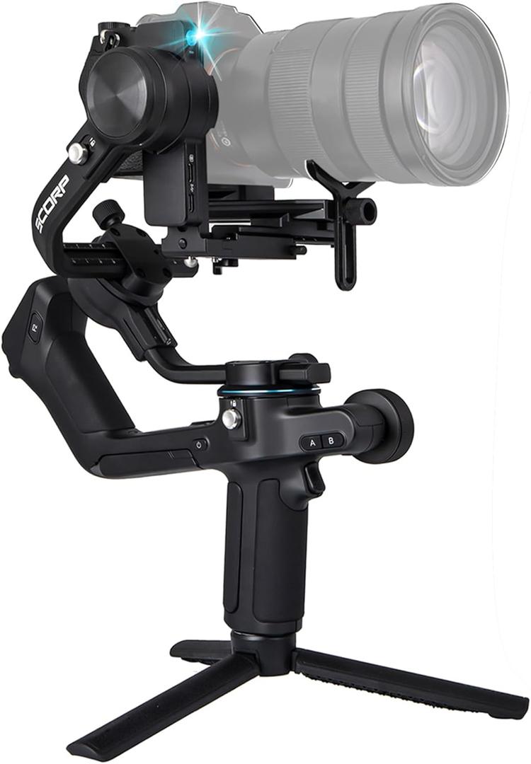FeiyuTech SCORP 2, 3-Axis Gimbal Stabilizer for DSLR & Mirrorless Cameras, AI Tracking, 5.5lbs Paylaod, 13 Hours Battery Life, Quick USB-C Charge