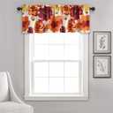 Lush Decor Leah Floral Light Filtering Valance, 52" W x 18" L, Red & Orange - Valances for Windows - Parisian Decor - Farmhouse Kitchen Curtains Valance