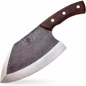 COOLINA Lixy Cleaver Chef Knife, 8.7-in Hand-forged High Manganese Clad Steel, Full Tang Butcher Knife, Razor Sharp Kitchen Knife for Camping, Outdoor Cooking, Slicing, Cutting Meat
