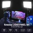 2-Pack LED Video Light Kit with 63'' Tripod Stand, 2500K-8500K Dimmable Studio Light Photography Panel Lighting for Video Recording Game Live Streaming Podcast YouTube Filming, Phone Holder