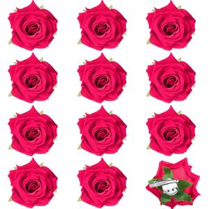 Yilloog 12 Pack Rose Hair Clip Flower 2.8'' Hairpin Floral Brooch Floral Hairclips Mexican Flowers Hairpin Party Supplies for Women Rose Hair Accessories Wedding Pack (Rose Red)