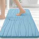 Buganda Memory Foam Bathroom Rug Mat 24x16, Extra Soft and Absorbent Bath Mats, Non-Slip and Machine Washable Bath Rugs for Bathroom Floor,Tub and Shower, Blue