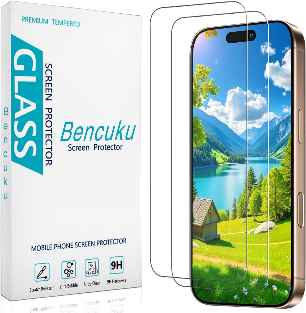 (2 Pack) Designed for iPhone 17 Tempered Glass Screen Protector, Full Coverage, Anti Scratch, Bubble Free (iPhone 17 6.3-inch)