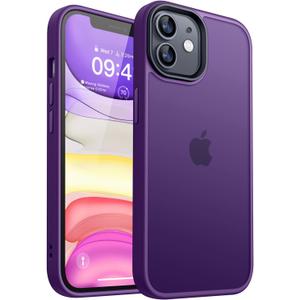 CANSHN Matte Compatible with for iPhone 11 [Military Drop Certified] Translucent Back Phone Cover, Anti-Fingerprint - Deep Purple
