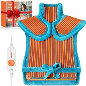 BOILEAU Electric Heating Pad for Neck and Shoulders and Back Pain Relief, Practical Birthday Gifts for Women Men Mom Dad Elderly,24"x33" Large Heating Heat Pad,Self Care Gifts for Him Her Wife Husband (Blue)