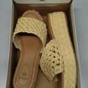 SWEET LIFE Raffia Platform Sandal Slides NEW Resort Vacation Preppy Beach, Beige, 9