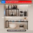 Magheo Expandable Cabinet Shelf Organizer, 1 Pack Stackable Kitchen Counter Shelf Riser, Metal Spice Rack Adjustable Heavy Duty Countertop Organizer Storage for Kitchen, Pantry, Cupboard, Rv (Black)