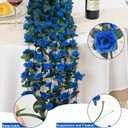 MARTINE MALL Flower Garland Rose Vines, 8 Strands 66Ft Flowers Vines for Bedroom, Rose Flower Garland Decoration, Sapphire Rose Floral Garland for Room Table Birthday Wedding Party Garden Wall Decor