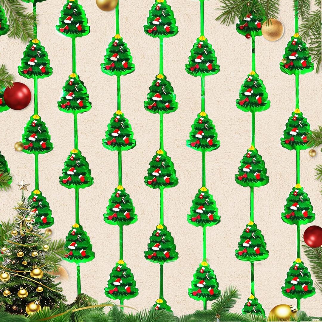 Christmas Party Backdrop Decorations 2 Pack 3.3x6.6ft Red Silver Green Photobooth Props Christmas Tree Pattern Metallic Tinsel Streamer Foil Fringe Curtains for Wall Door Ugly Sweater New Year