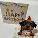 3D Pop-Up Rottweiler Dog Birthday Card - Rottweiler Dog with Cake Celebration, Whimsical Happy Birthday Greeting for Dog Lovers - Rottweiler Dog 3D Birthday Pop Up Cards