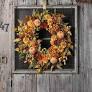 Fall Wreath Red Orange Yellow Tulip Daisy Green Leaf Front Door Wreath Indoor Outdoor Home Decoration Thanksgiving Harvest Festival Party Wedding Decoration