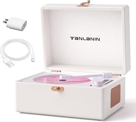 Vintage Portable CD Player with Built-in Speakers, Bluetooth Input & Output, LED Display, Retro Suitcase Design – Perfect Music Gift for Home, Relaxation & Stylish Décor, White