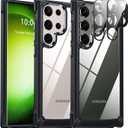 Oterkin for Samsung Galaxy S23 Ultra Case,[10 FT Military Shockproof] S23 Ultra Case with[2 X 9H Camera Lens Protectors] Scratch-Resistant Crystal Clear Phone Case for Galaxy S23 Ultra 6.8 inch-Black
