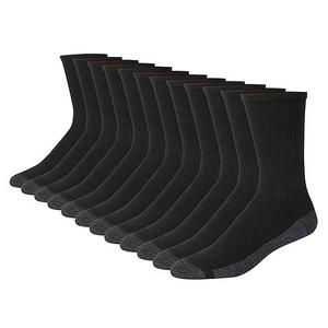Hanes mens Max Cushioned Crew Socks, Moisture-wicking With Odor Control, Multi-packCrew Sock - Tamaño 6-12 - Color Black/Grey Foot Bottom - 12 Pack - Número de unidades 12