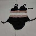 Blooming Jelly Women High Waisted Bikini Sets Tummy Control Swimsuits Color Block Two Piece Drawstring Bathing Suit (Medium, Black)