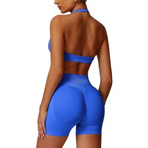 ABOCIW Workout Sets for Women 2 Piece seamless Halter Sports Bra Scrunch Butt Impact Shorts Gym Yoga Outfits (Medium, Electric Blue) ABOCIW Workout Sets for Women 2 Piece seamless Halter Sports Bra Scrunch Butt Impact Shorts Gym Yoga Outfits (Medium, Electric Blue)
