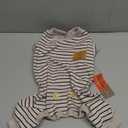 KYEESE Dog Pajamas Stretchable 4 Legs Doggie Jammies Striped Jumpsuit Lightweight Onesie Puppy Pajamas Cozy Outfit Comfortable Dog Clothes Hair Shedding Cover Pet Jammies,Ivory Brown Striped, Medium (Medium (11-16lbs))