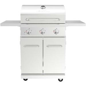 Nexgrill Stainless Steel 3-Burner Propane Gas Grill w/Foldable Side Shelves, 40,500BTUS, 591.05 sq. in. Cooking Area, Perfect for Outdoor Cooking & Grilling, BBQs, Backyard, Tailgating, 720-0830MN
