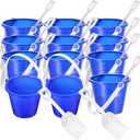 12 Pack 4 Inch Beach Buckets and Shovels for Kids Sand Pails Plastic Sand Buckets Bulk Small Toy Pails at The Beach, Use for Toddlers Little Guys(Blue)